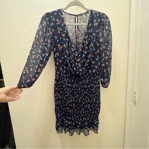 Blue floral print dress